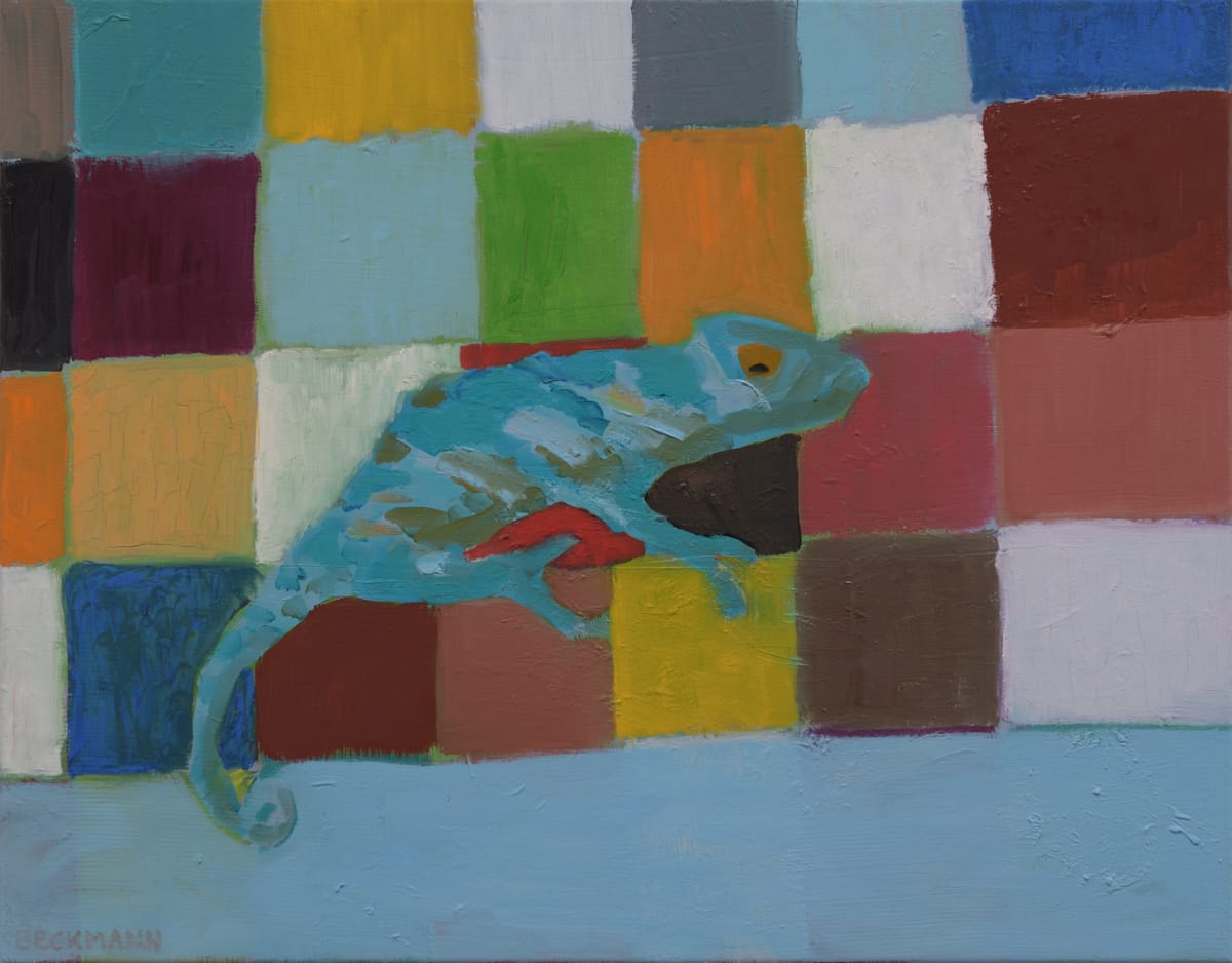 Sabine Beckmann, Confused Chameleon, 70 x 55 cm, oil on linen, 2018