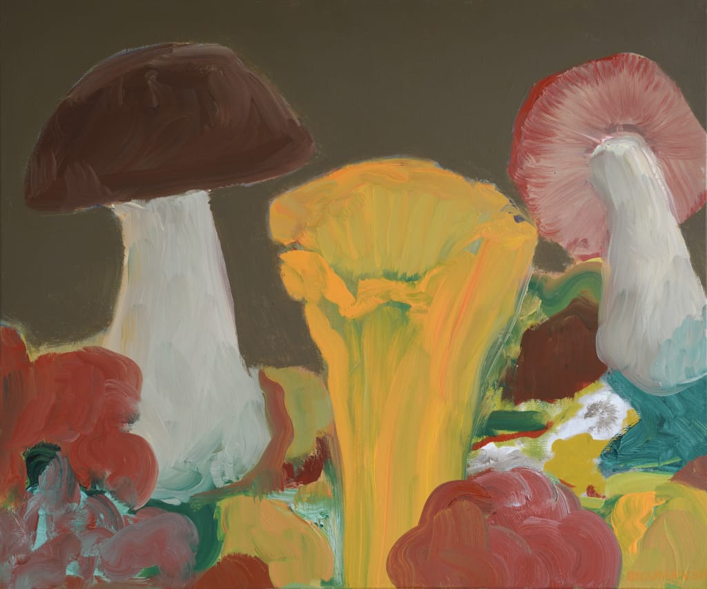 Sabine Beckmann, Mushrooms II, 55 x 46 cm, oil on linen, 2020