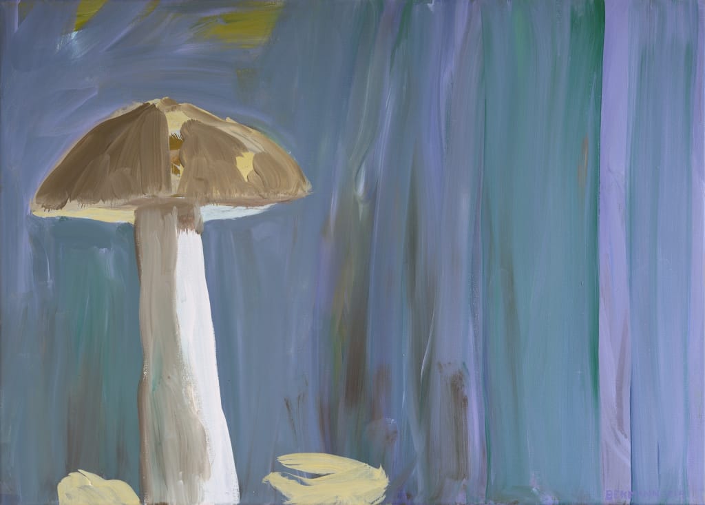 Sabine Beckmann, Mushroom in Blue, 50 x 70 cm, oil on linen, 2019