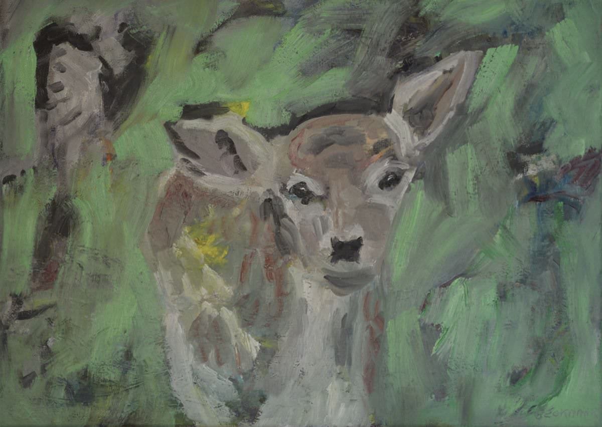 Sabine Beckmann, painting, In Yellow Green, oil on linnen, 2015
